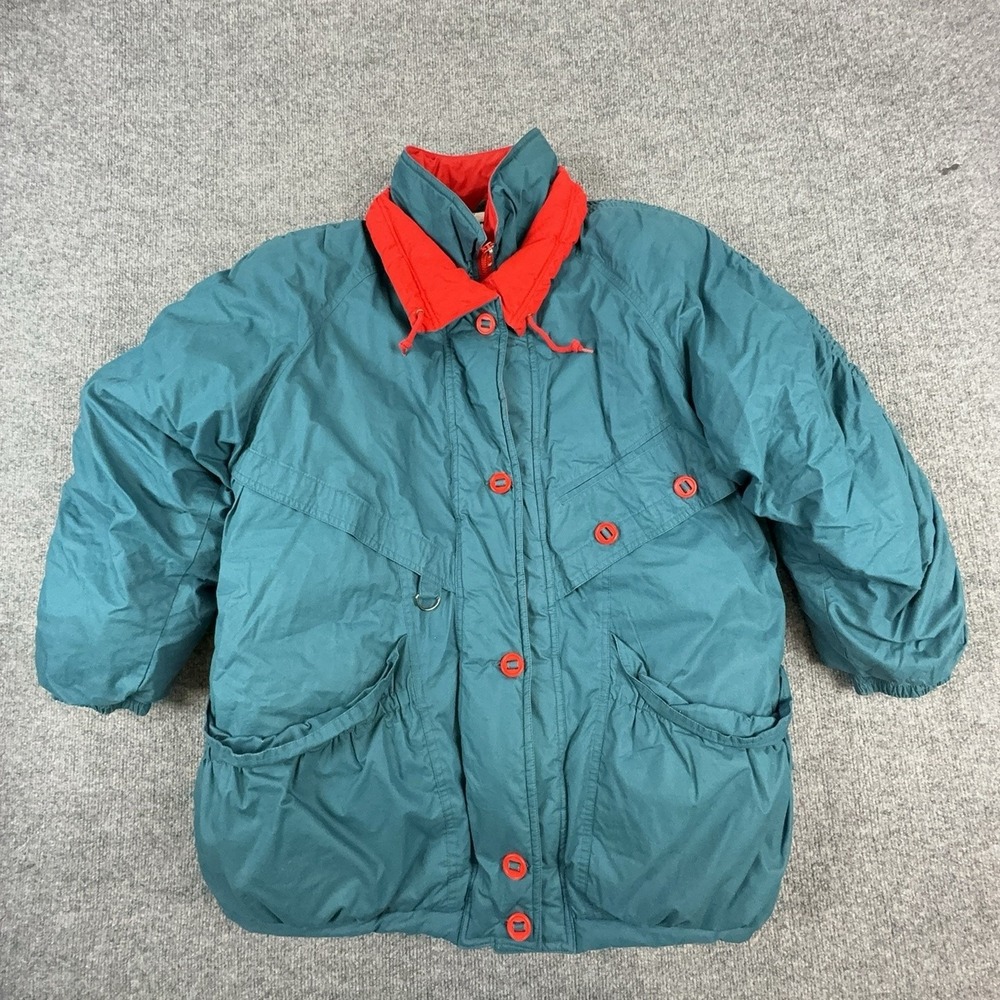Vintage J. Gallery Jacket Mens Large Green Down Puffer Ski 80s Outdoor Coat